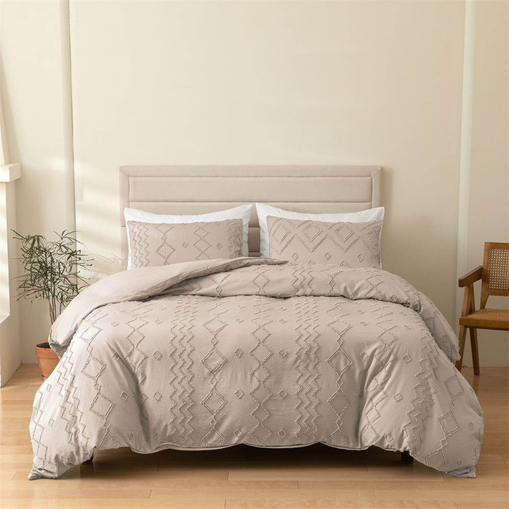 3-Piece Geometric Cut Flower Duvet Cover and Pillowcase Set - Calm Cloud Bedding